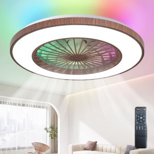 Ventilador de techo de perfil bajo de 20 pulgadas con luz y control remoto, ventilador de techo cerrado, ventilador de techo LED de montaje Ventilador de techo de perfil bajo de 20 pulgadas con luz y control remoto, ventilador de techo cerrado, ventilador de techo LED de montaje