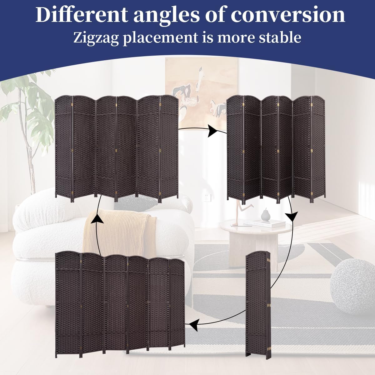 Divisor de habitación, pantallas de privacidad plegables con doble bisagra, separadores de habitación y pantallas de privacidad plegables, divisor