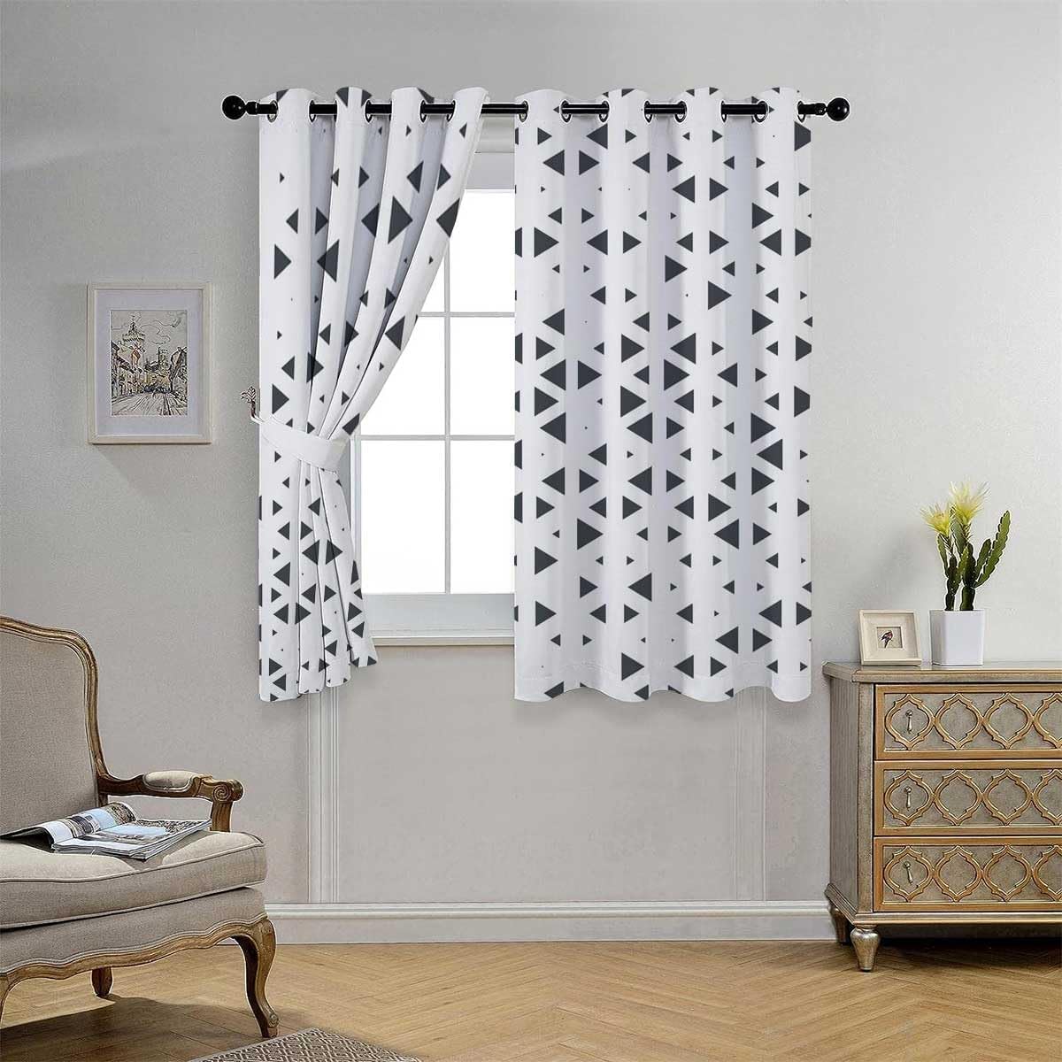 YANFENQI Curtains Room Darkening Light Color Geometry Lattice Line Modern Door Privacy Curtain Cortinas para Separar Cuartos 63Inch Width by 63Inch