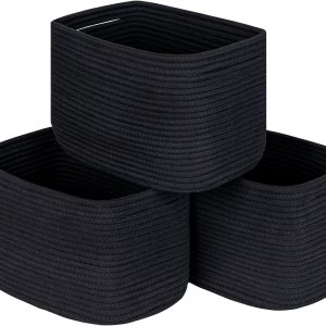 Kriitools Black Woven Rope Storage Cube Baskets for Organizing, Closet Storage Baskets Bins for Shelves, Baby Nursery Towel Toy Cube Bins, Kriitools Black Woven Rope Storage Cube Baskets for Organizing, Closet Storage Baskets Bins for Shelves, Baby Nursery Towel Toy Cube Bins,