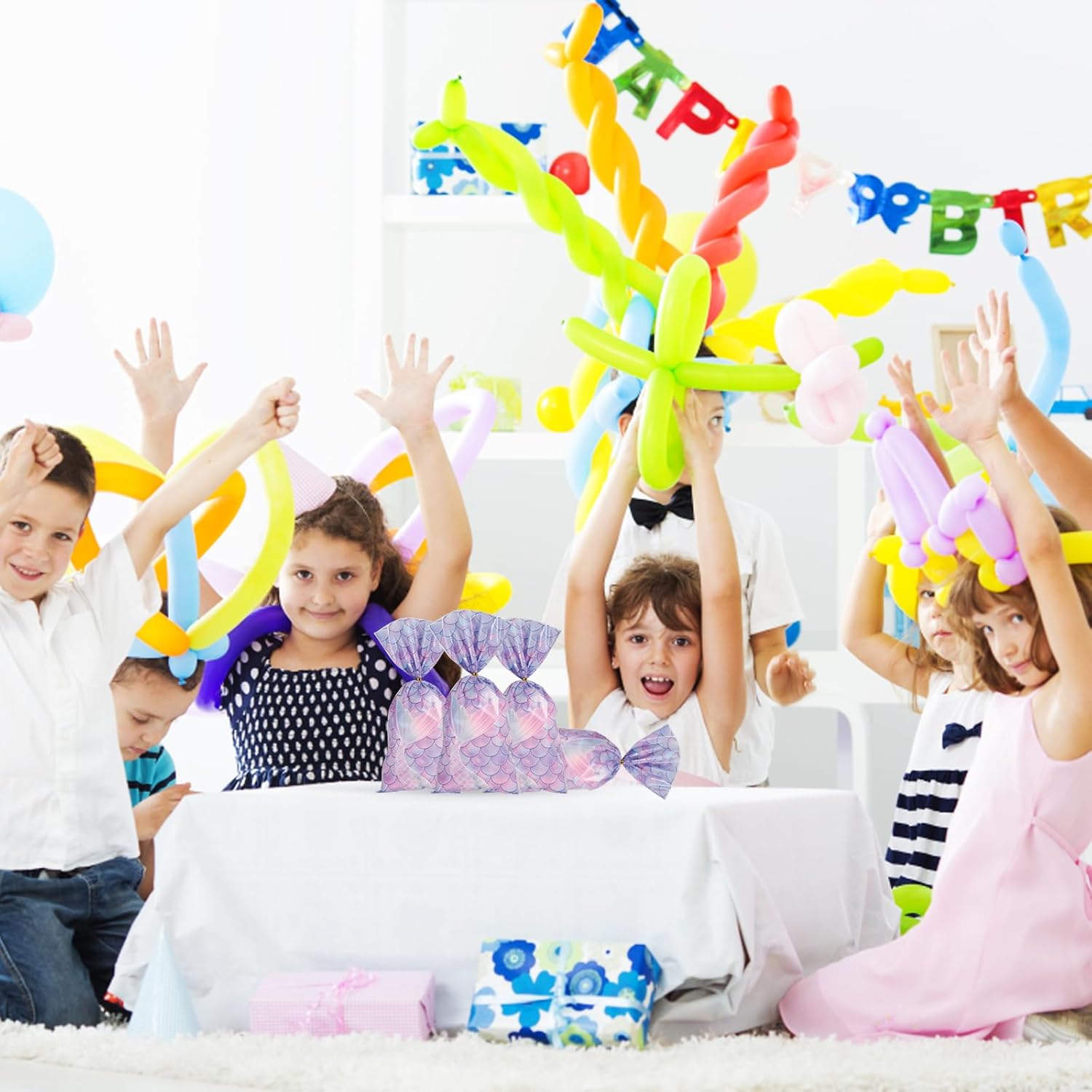 100 bolsas de fiesta temáticas de sirena, bolsas de recuerdo de fiesta de sirena, bolsas de dulces, bolsas de regalo, bolsas de envoltura de