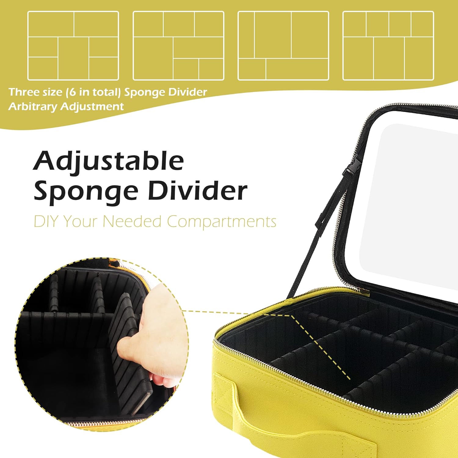 MOMIRA Bolsa de maquillaje con espejo y luz, estuche de viaje para maquillaje, bolsa de cosméticos, bolsa de almacenamiento portátil para artistas,