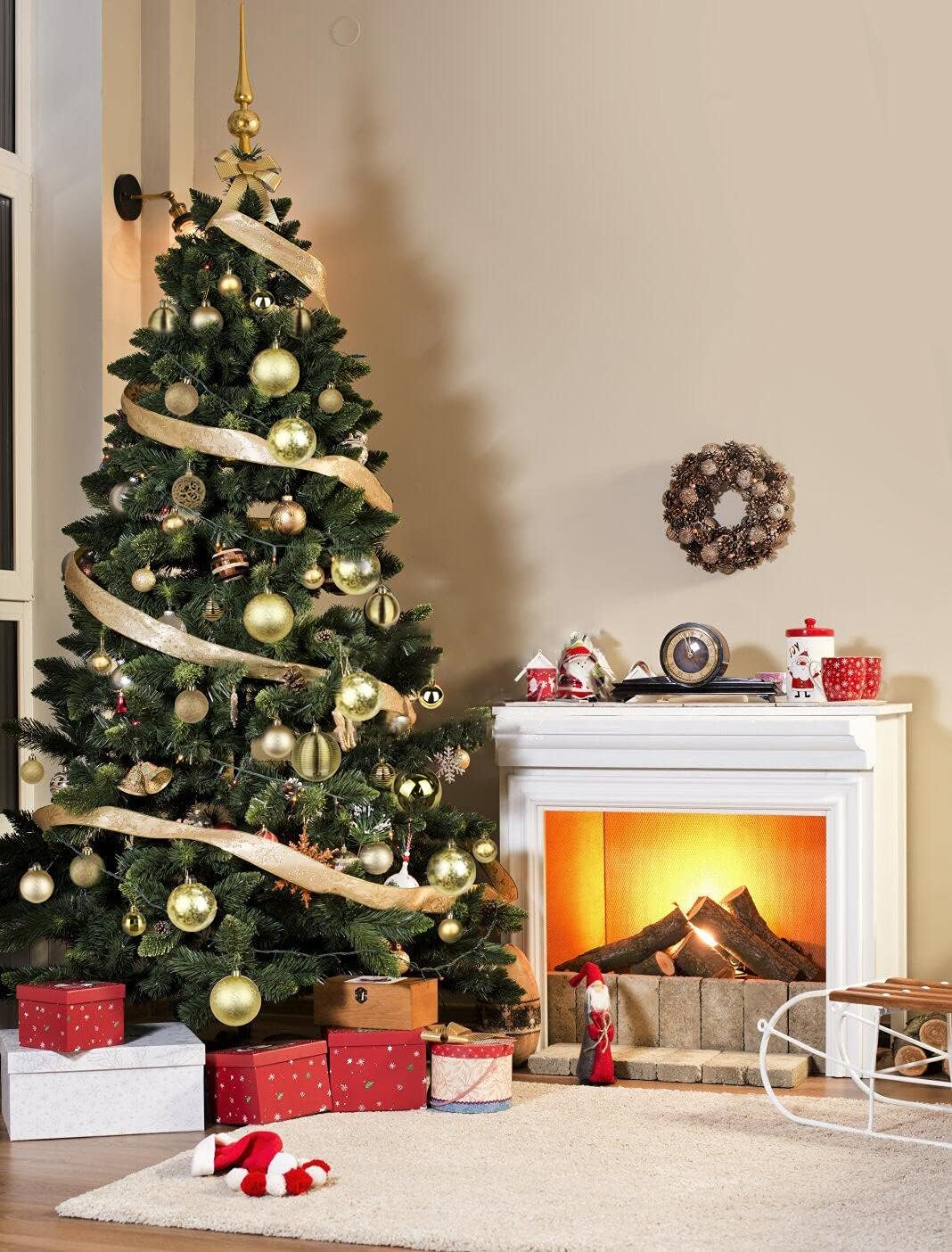 Adornos de bola de Navidad de 1.57 pulgadas, color dorado, 42 piezas inastillables, decoración de árbol de Navidad, juego para colgar en bodas,
