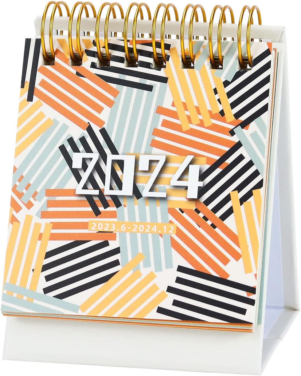Mini calendario de escritorio 2023-2024, calendario de escritorio pequeño portátil (3.9 x 3 pulgadas), calendarios mensuales de año académico con
