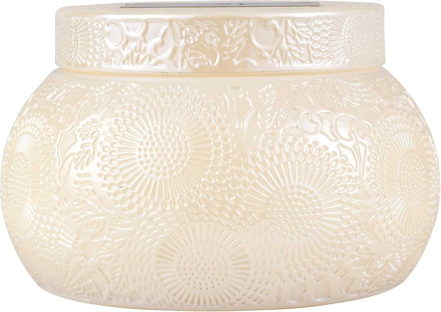 Voluspa Vela Santal Vanille  Cuenco de chawan de vidrio en relieve  14 onzas  Tiempo de combustión de 50 horas  Cera de coco y mechas naturales para