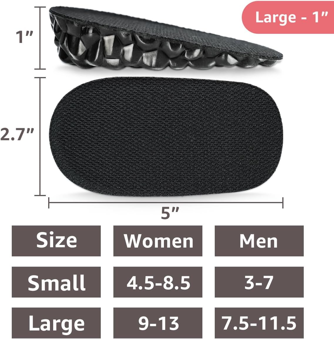 Plantillas de aumento de altura para zapatos de cojín más alto, elevación del talón para discrepancias de longitud de pierna hombres y mujeres,