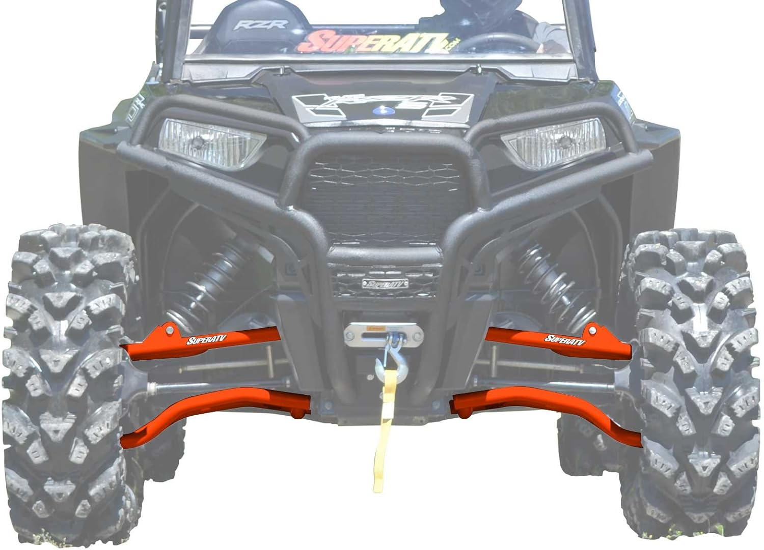 SuperATV Brazos A de desplazamiento arqueados de alta resistencia de 1.5 pulgadas para Polaris RZR S 10002019-2020 S4 1000 2017-2020 – Naranja