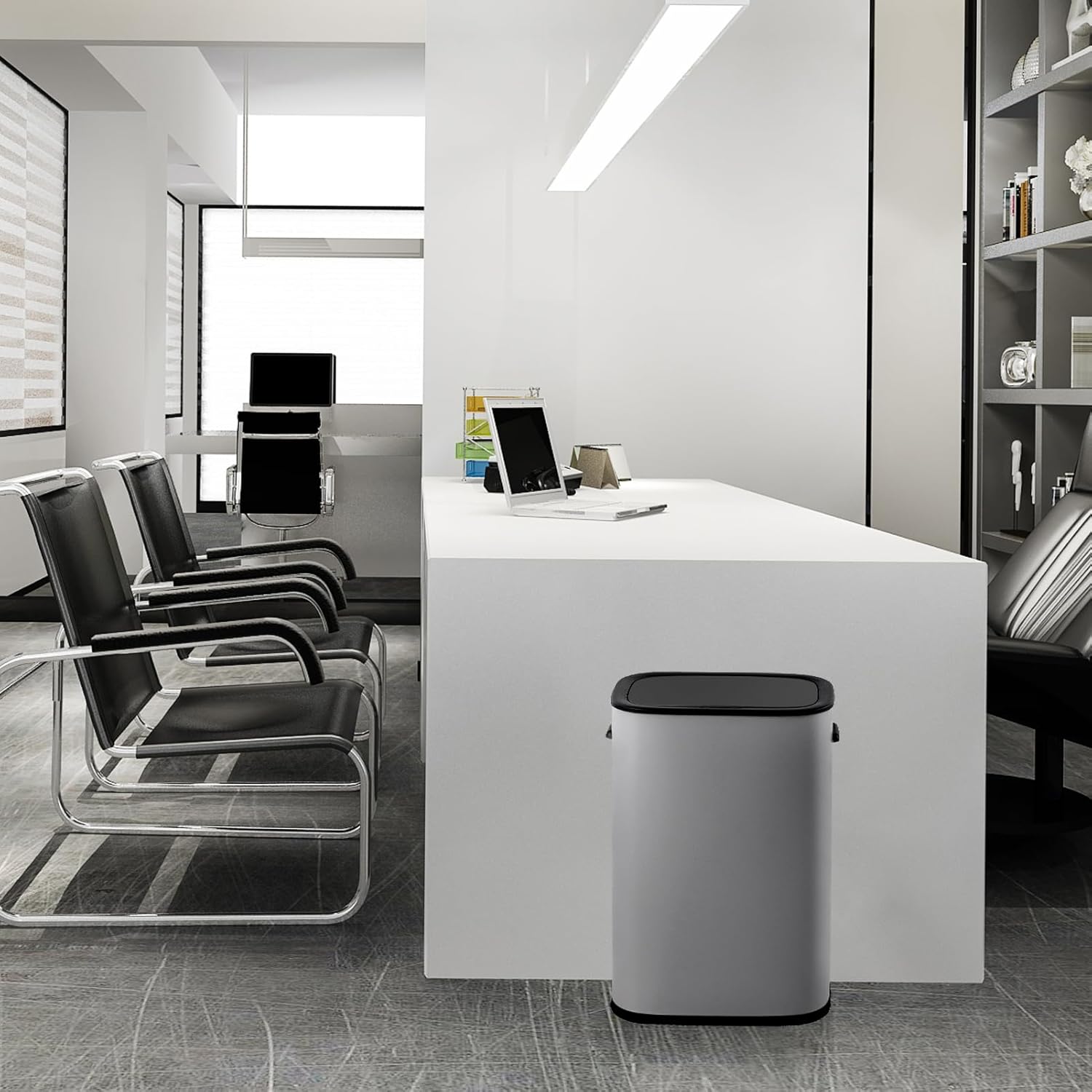 Basurero de cocina de 55 litros14.5 galones, bote de basura automático con sensor de movimiento y sin tacto, diseño silencioso antihuellas, adecuado