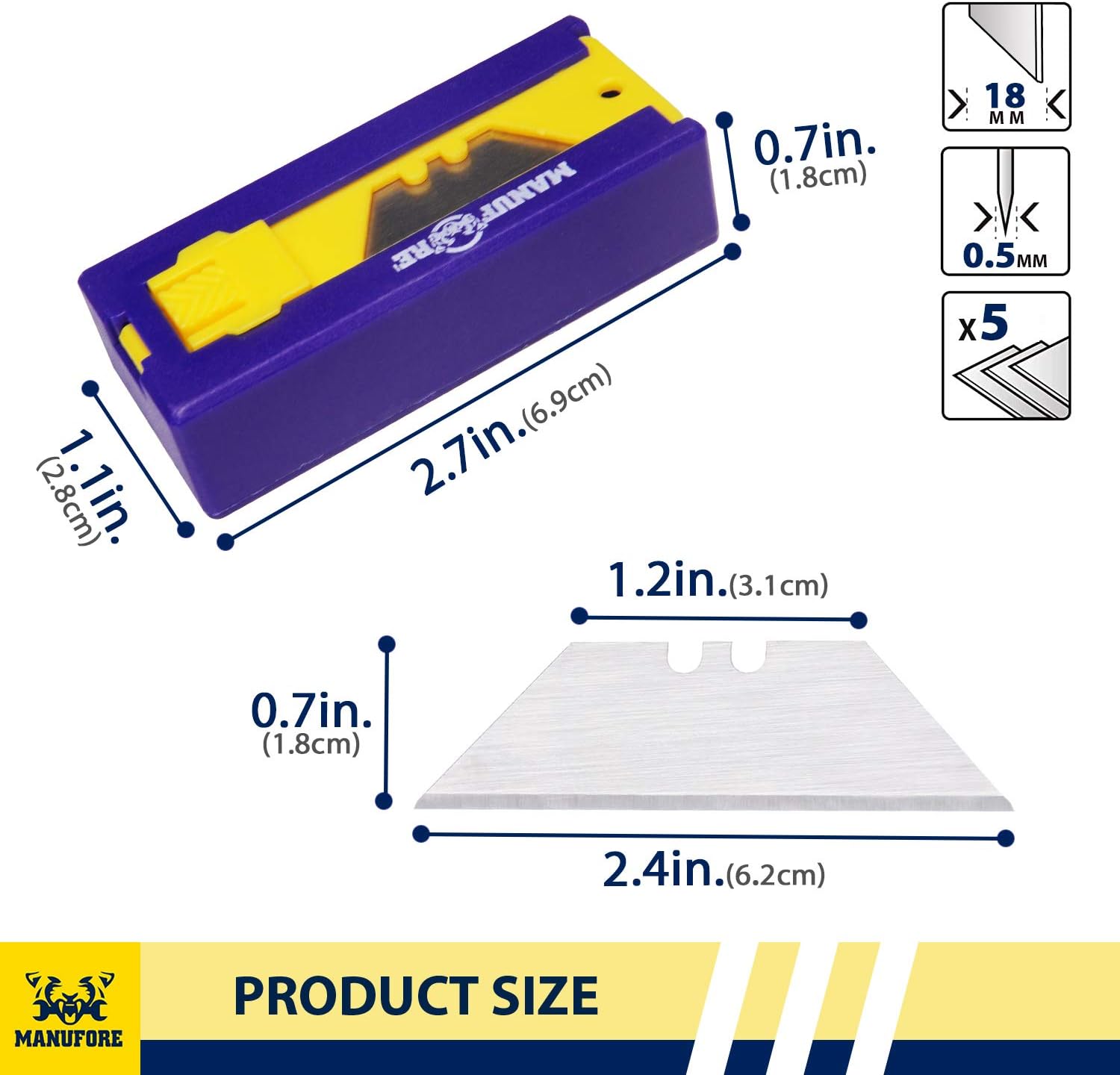 Cuchillas para cuchillos utilitarios dispensadores de cuchillas resistentes SK5 de acero 20 unidades