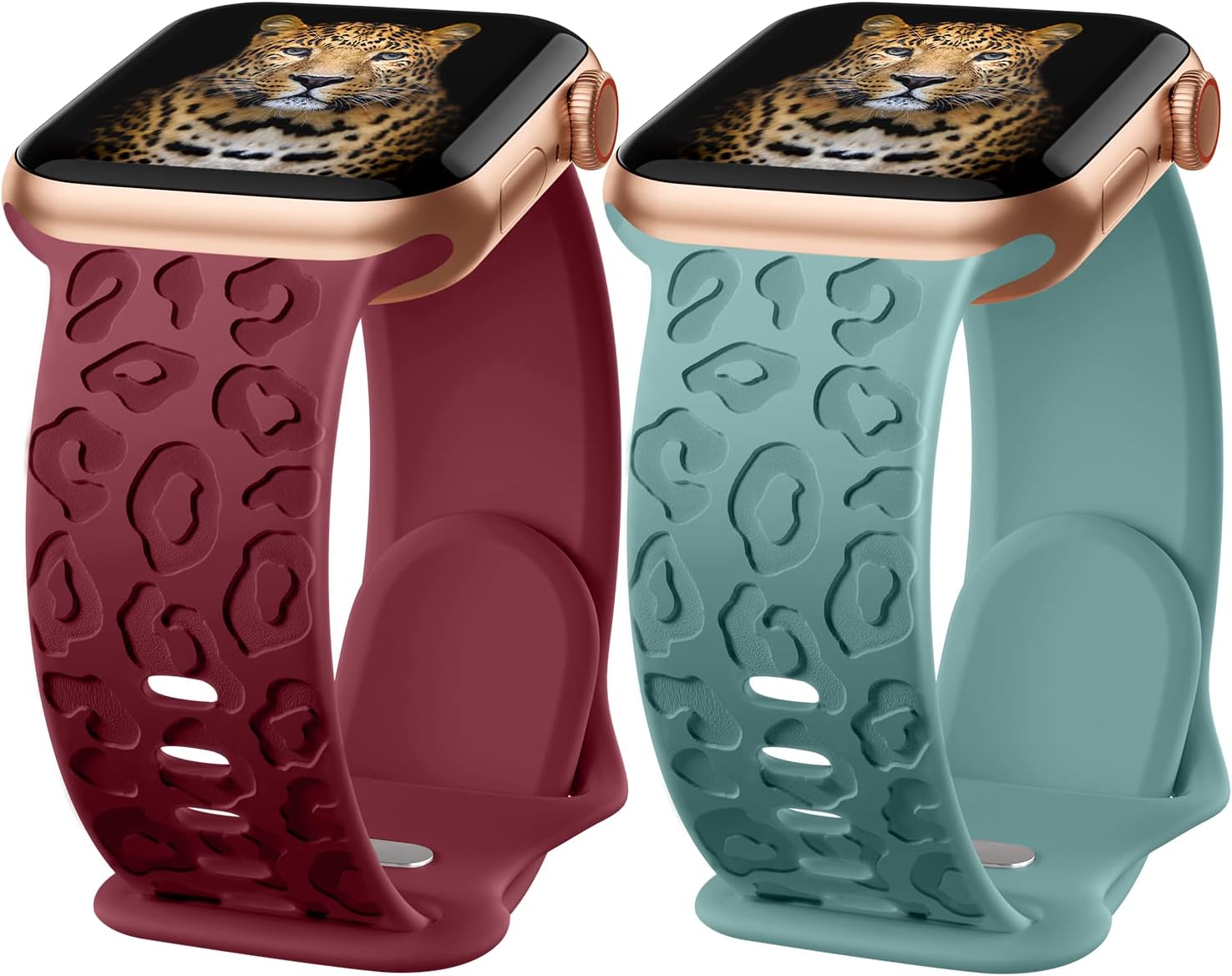 Correas grabadas de leopardo compatibles con Apple Watch Band de 1.614 in, 1.575 in, 1.496 in, 1.929 in, 1.772 in, 1.732 in, 1.654 in, correa