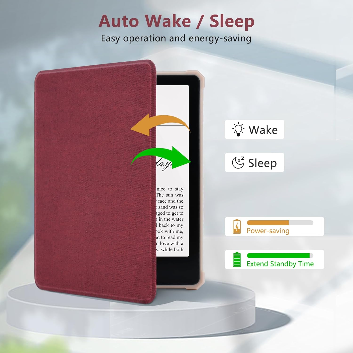 COO Funda para Kindle Paperwhite de 6.8 pulgadas, ligera, de piel sintética, con encendido y apagado automático para Kindle Paperwhite de 11.