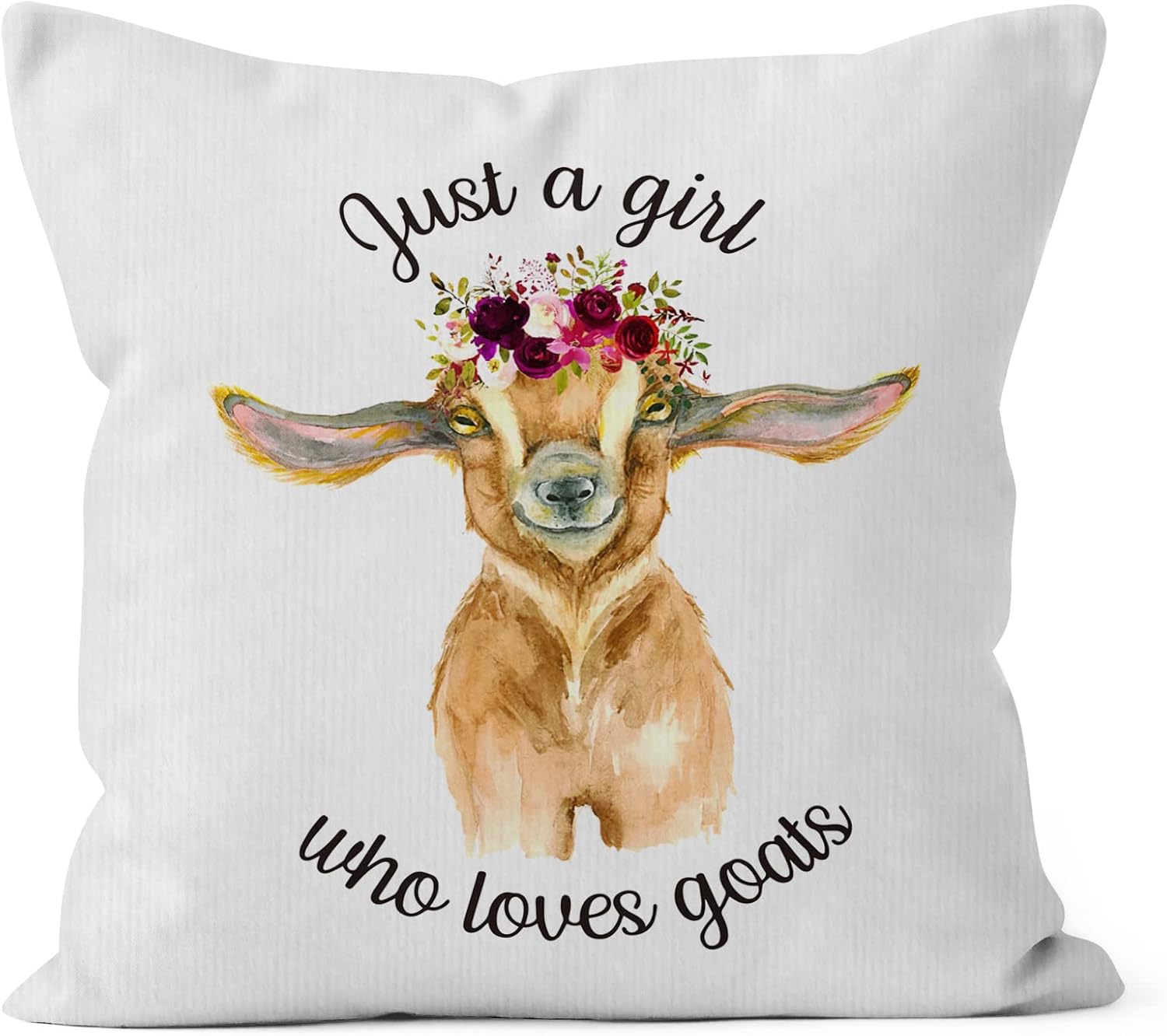 Just A Girl Who Loves Goats Goat Lover – Funda de almohada decorativa, divertida funda de almohada rústica de cabra para sofá, habitación de niña,