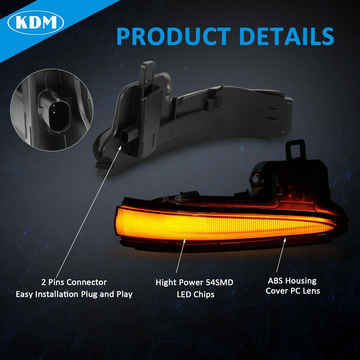 KDM Luz reflectora LED secuencial para espejo lateral para Toyota Tacoma Rav4 2016-2023, Highlander 2020-2024, Alphard Vellfire – Lámpara indicadora