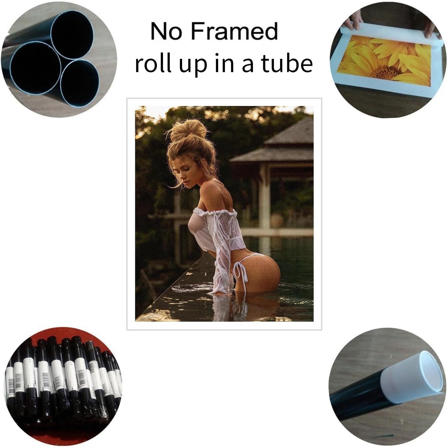 ENSEAL Póster de bikini para niñas, modelos sexys, impresiones en lienzo, modelo de fitness, arte de pared para decoración de oficina en casa, sin