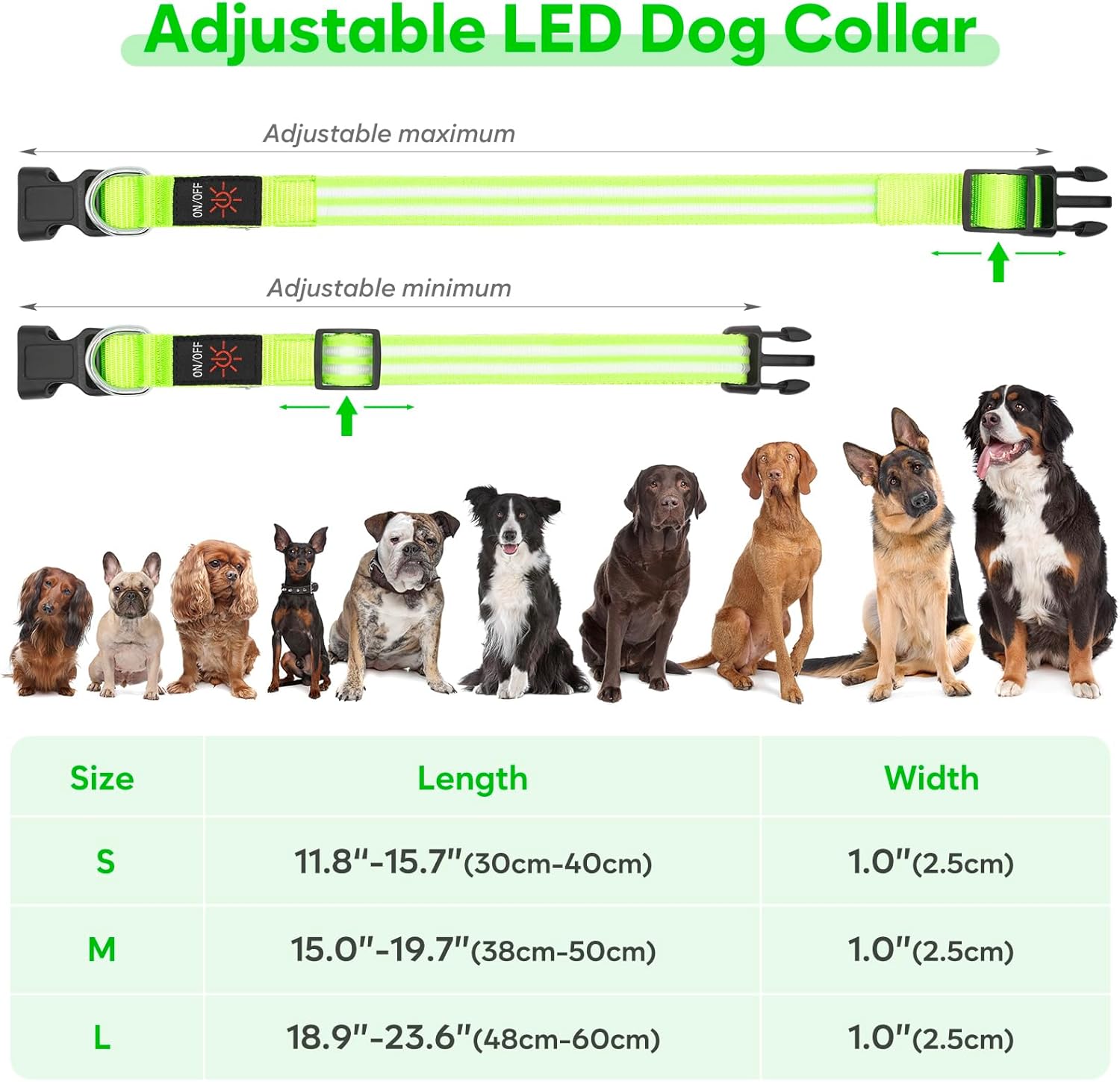 Collares de perro con luces LED recargables, collares de perro que brillan en la oscuridad, para seguridad nocturna, collar de cachorro iluminado,