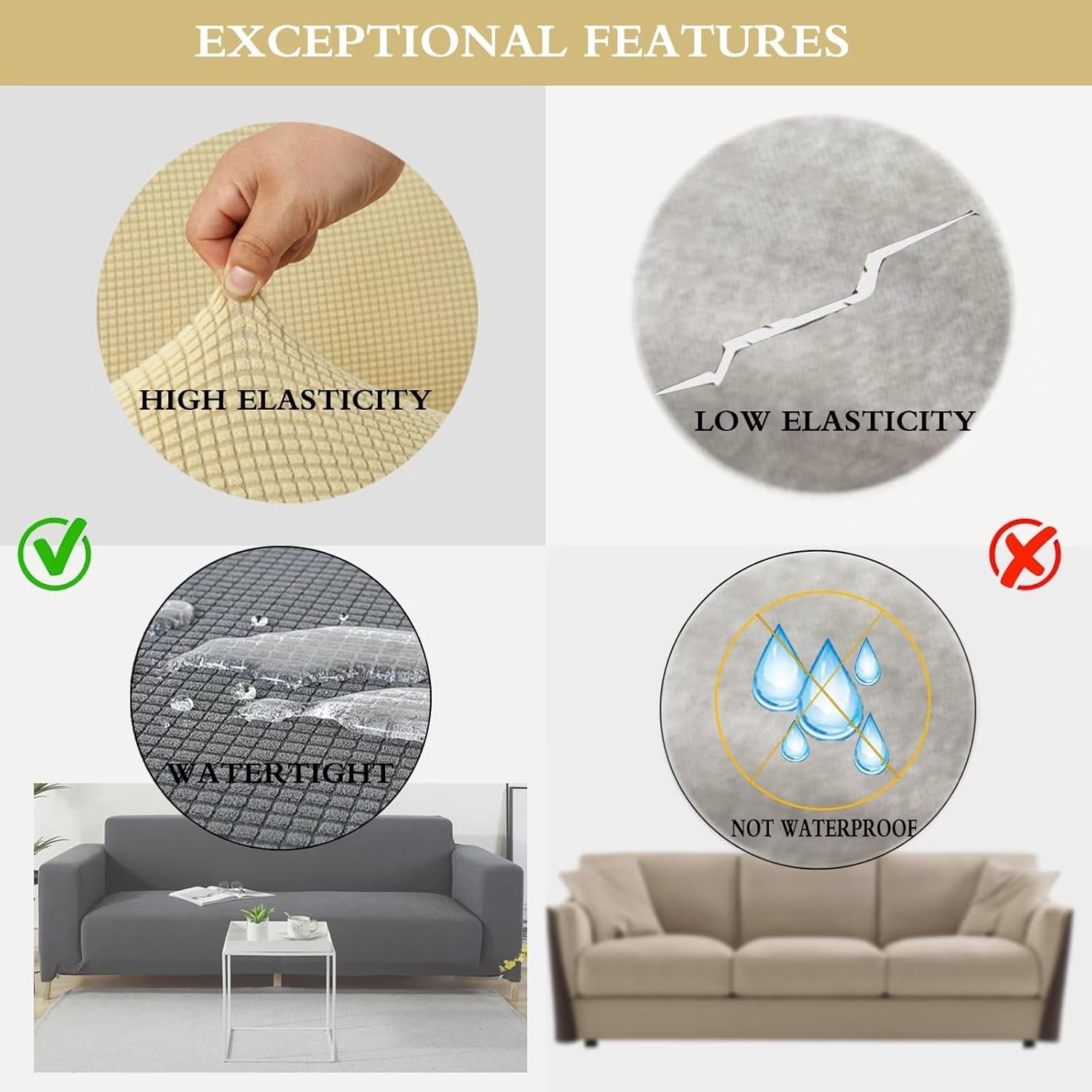 Stretch Sofa Covers Slipcovers, Terylene Anti-Slip Soft Couch Sofa Cover,Soft Elastic Furniture ProtectorsSuitable for Children, Dogs, Jacquard