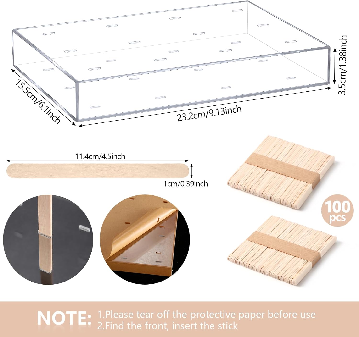 Gejoy 2 piezas de soporte de acrílico para tartas, soporte reutilizable para tartas, soporte transparente para paletas y 100 palitos de helado de