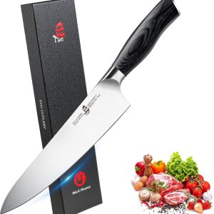 TUO Cuchillo de chef  Cuchillo de chef profesional de 8 pulgadas ultra afilado, acero inoxidable alemán de alto carbono de alta calidad, caja de TUO Cuchillo de chef  Cuchillo de chef profesional de 8 pulgadas ultra afilado, acero inoxidable alemán de alto carbono de alta calidad, caja de
