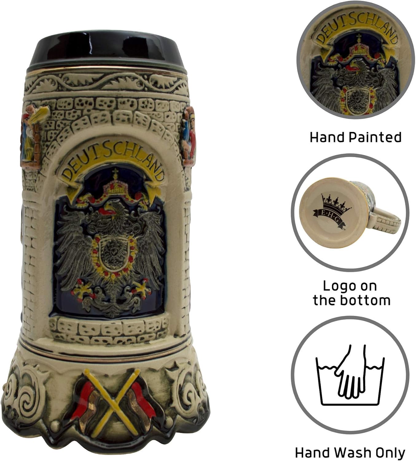 1 litro  OktoberfestHaus Regalos para amantes de la cerveza Pintada a mano Taza alemana grande Escenas Alemana Cerveza Cerveza Cervecera Jarra