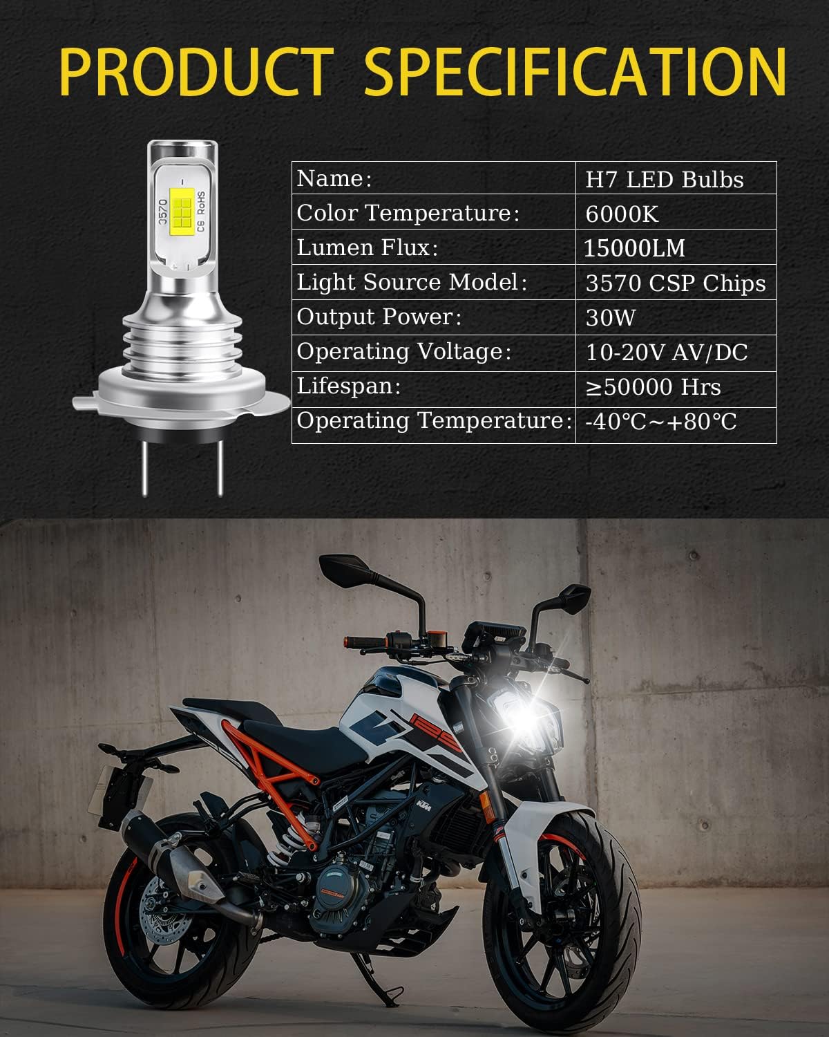 Bombillas aptas para Ram ProMaster 1500 2500 3500 2014-2022, bombillas con chips CSP, bombillas H7+H7 HiLo, 500% de brillo 6000K blanco frío,