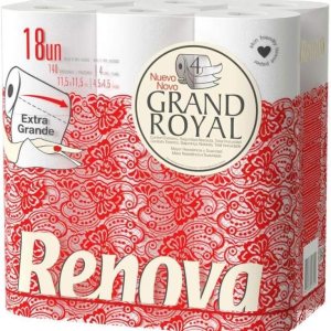Renova Papel higiénico Grand Royal de 4 capas – 18 rollos premium extra grandes Renova Papel higiénico Grand Royal de 4 capas – 18 rollos premium extra grandes