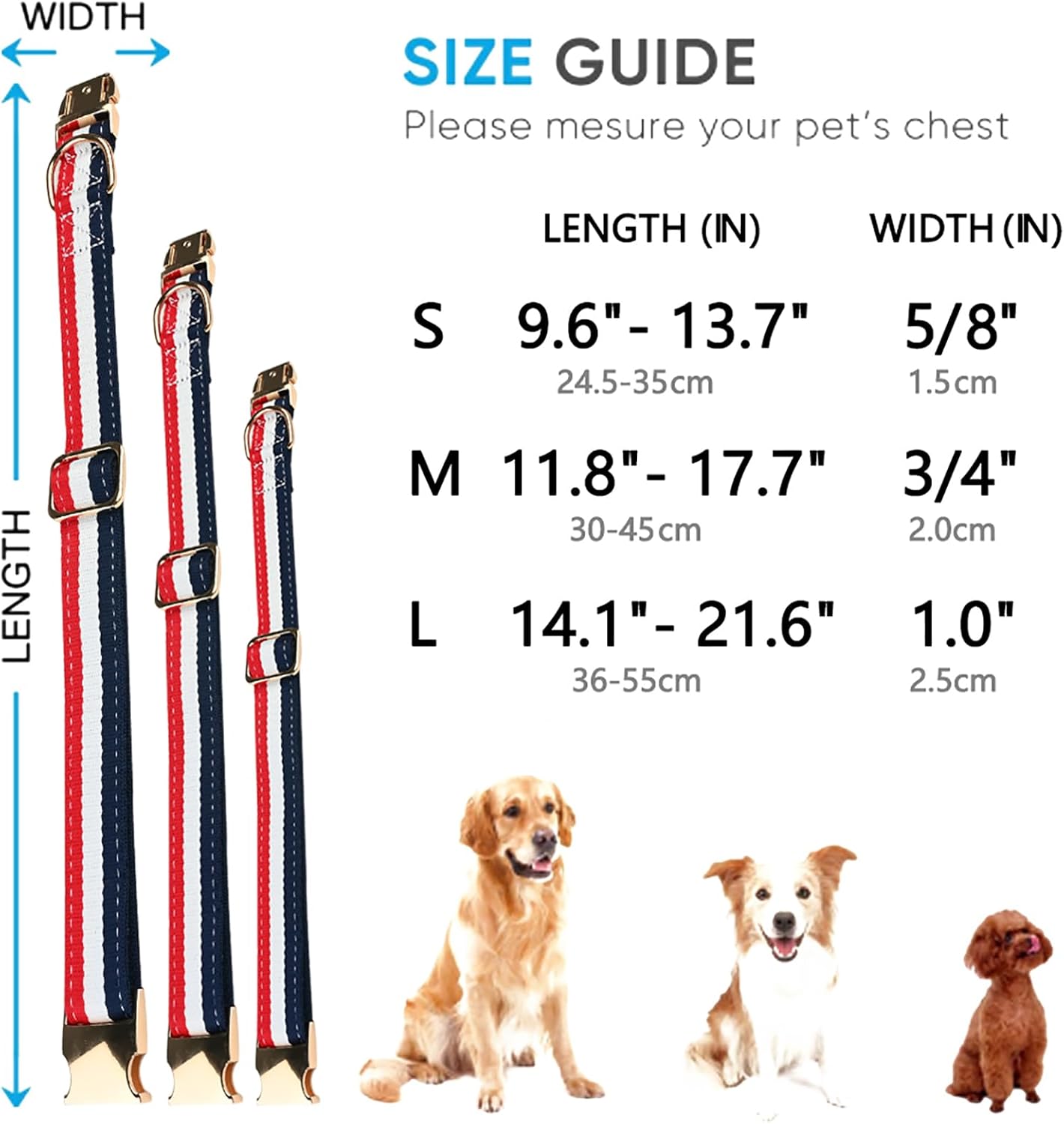 NISIYE Collar de perro de lujo, lindos collares para perros, collares duraderos para mascotas con hebilla de metal de seguridad para cachorros y