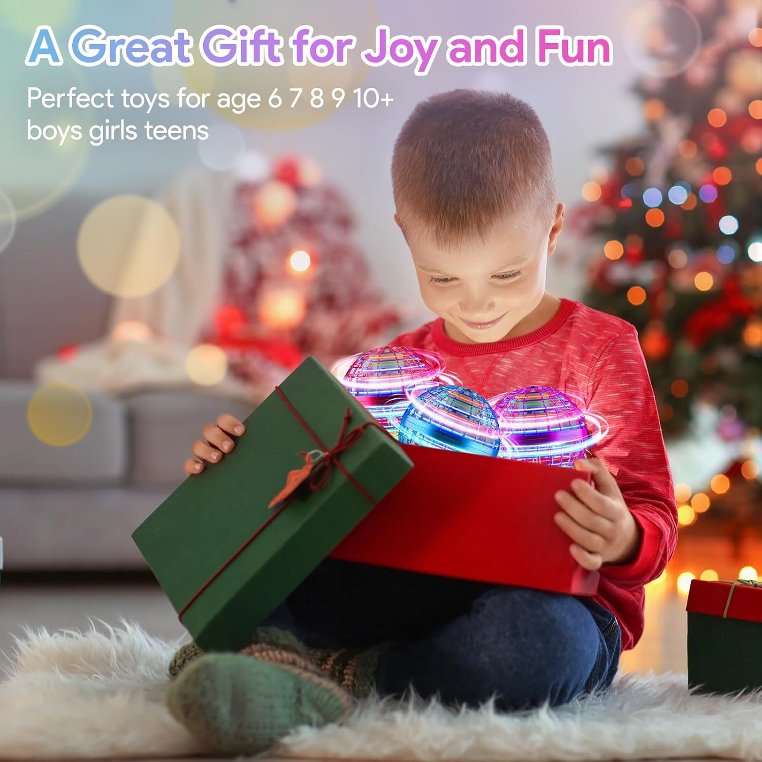 Juguete de bola de orbe volador, juguetes de bola flotante Boomerang controlados a mano, Fidget Flying Spinner con luces mágicas, mini drone Cool