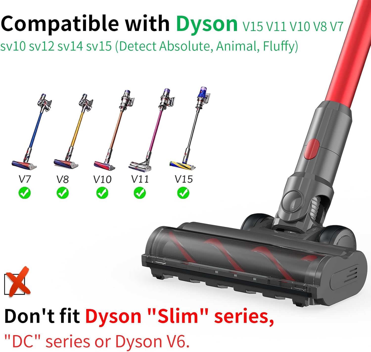 Repuesto de cabezal para Dyson V7 V8 V10 V11 V15 sv10 sv12 sv14 sv15 accesorio, 1s liberación Dyson piezas de repuesto con 4 LED, piezas limpiadoras