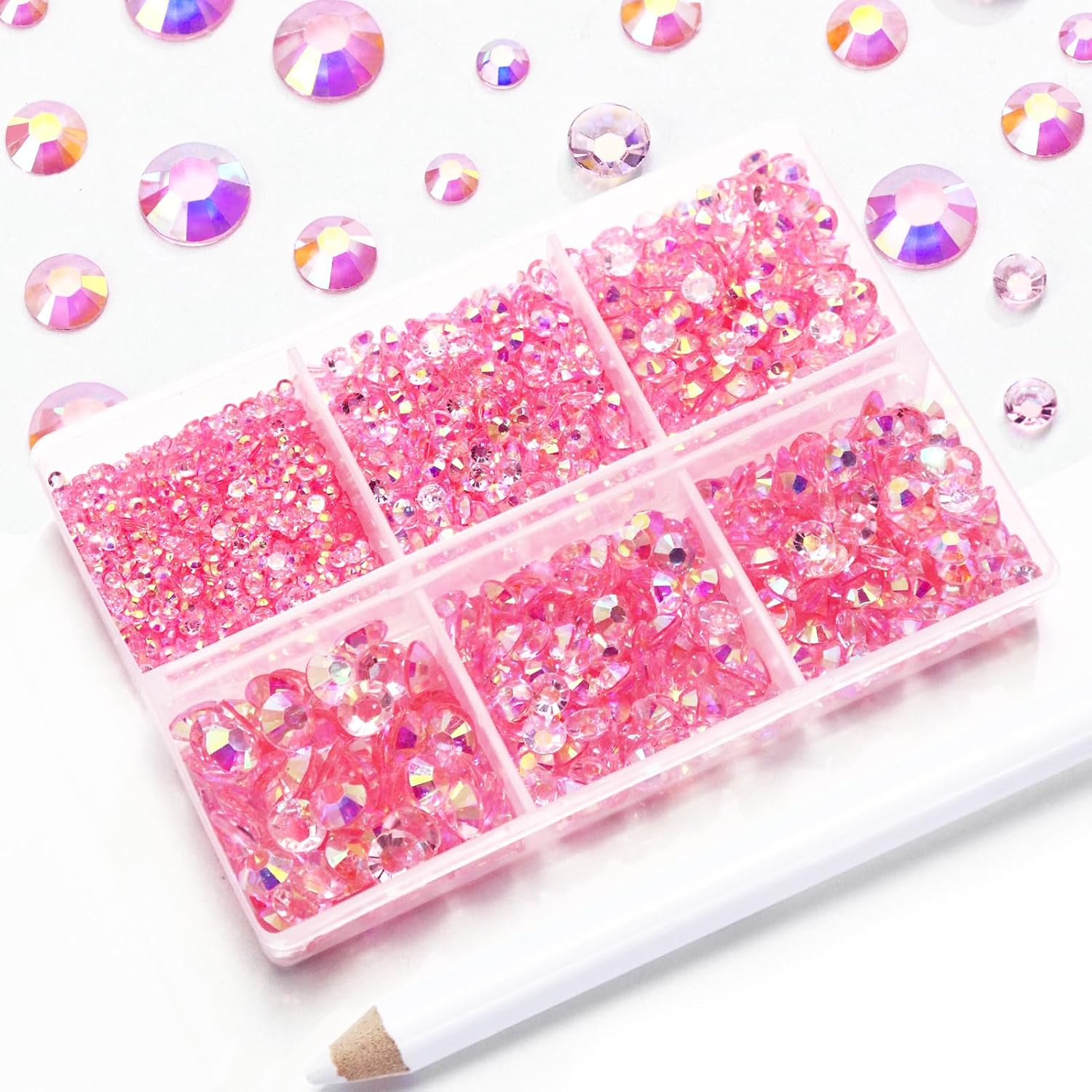 3000 diamantes de imitación de parte trasera plana, diamantes de imitación rosa claro con parte trasera plana para manualidades, gemas de diamantes