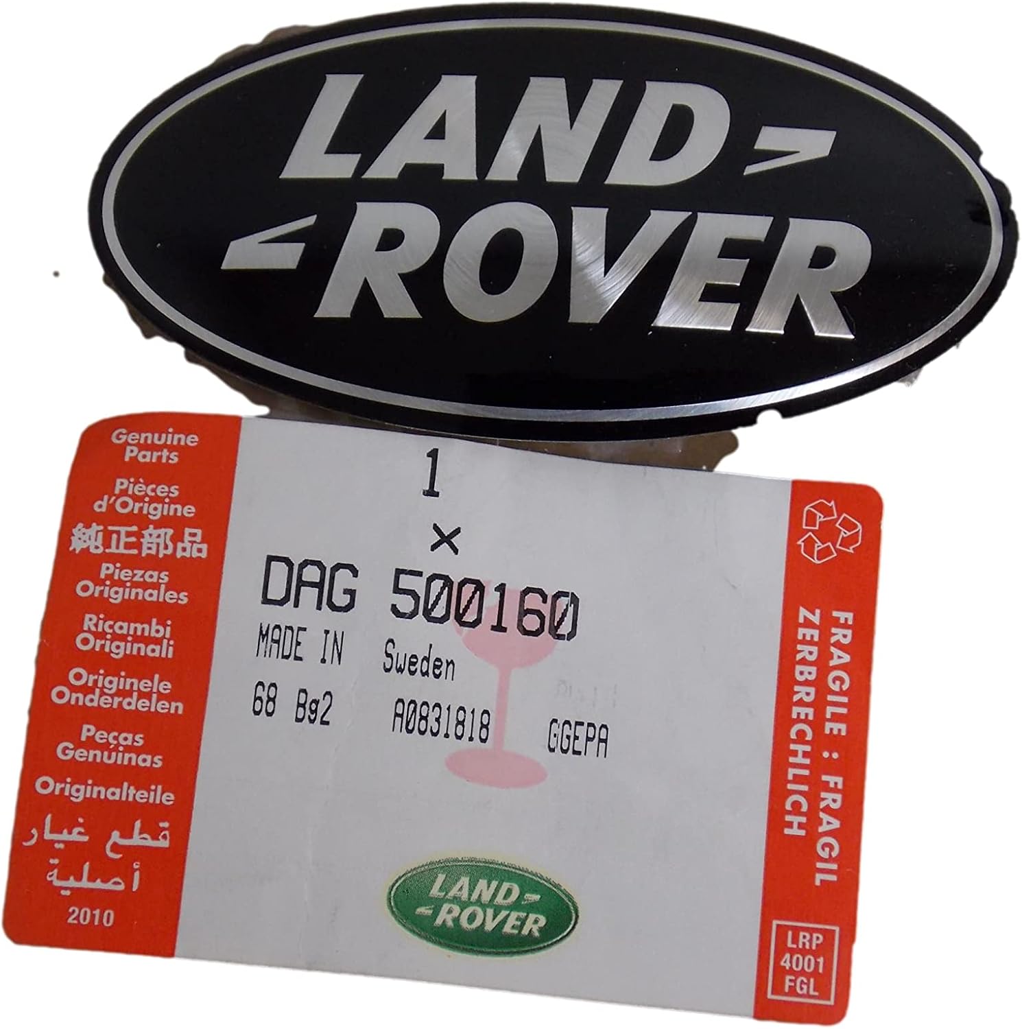 LAND ROVER – Calcomanía frontal para Range Rover Sport Range Rover DAG500160, color negro y plateado