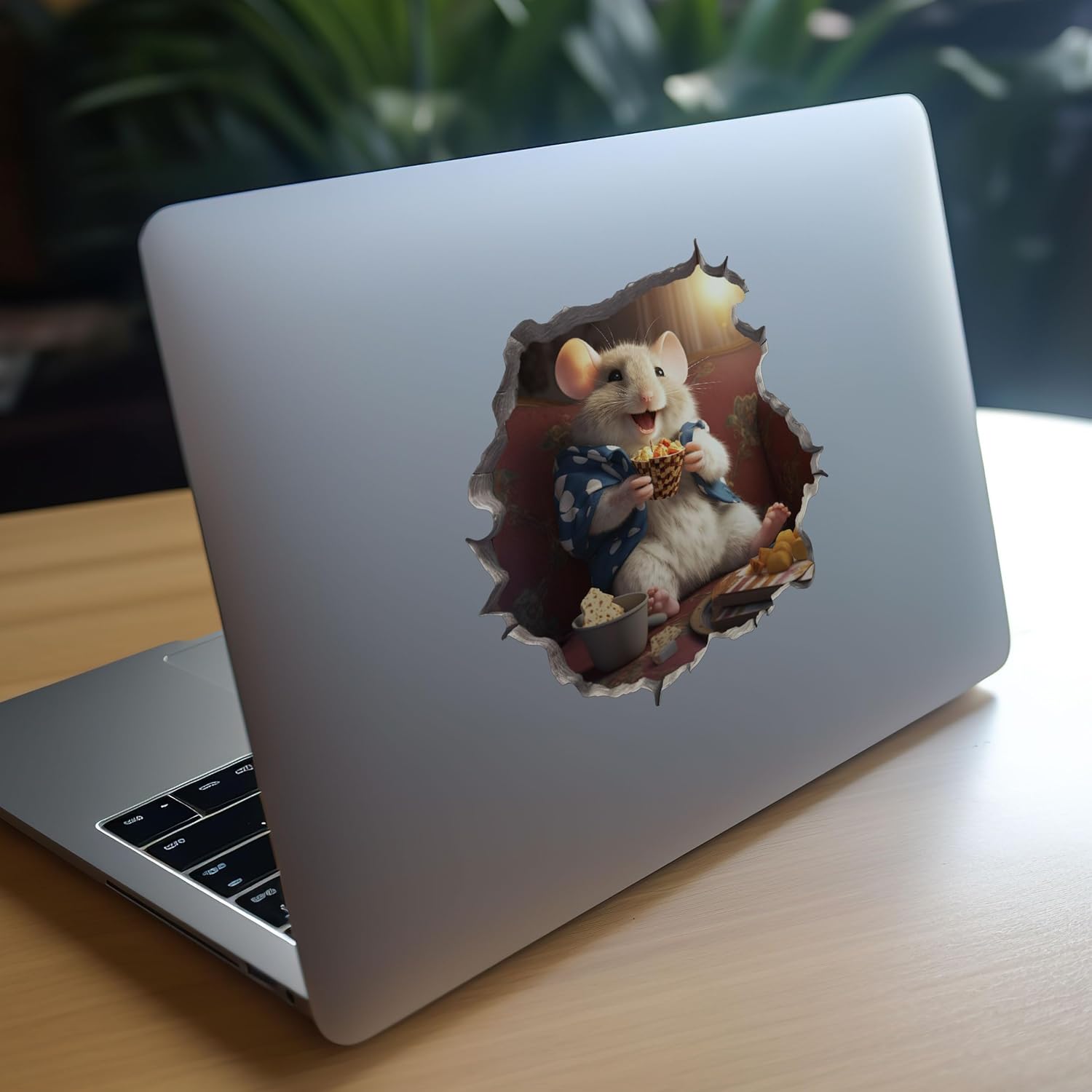 Calcomanía de pared 3D con agujero de ratón, diseño de papa, ratón