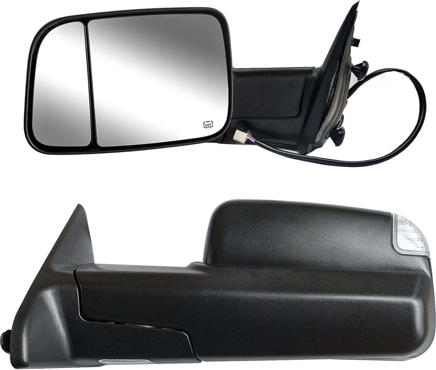 Espejos de remolque aptos para Dodge Ram 2009-2018 1500 2500 3500 Pickup Truck con calefacción de vidrio de descongelación con luces LED de señal de