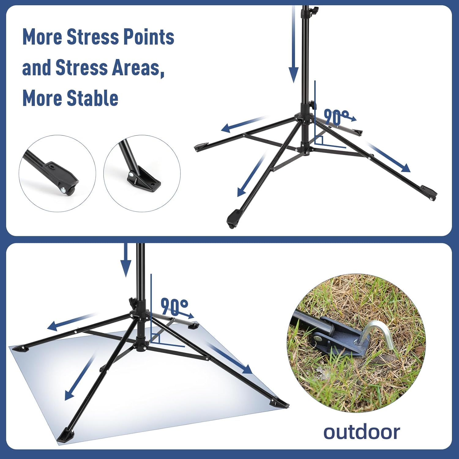 Soporte de fondo de cuatro patas de 6.5 x 10 pies, soporte de fondo de fotos de IFKDNR para fiestas, kit de soporte ajustable con 4 barras