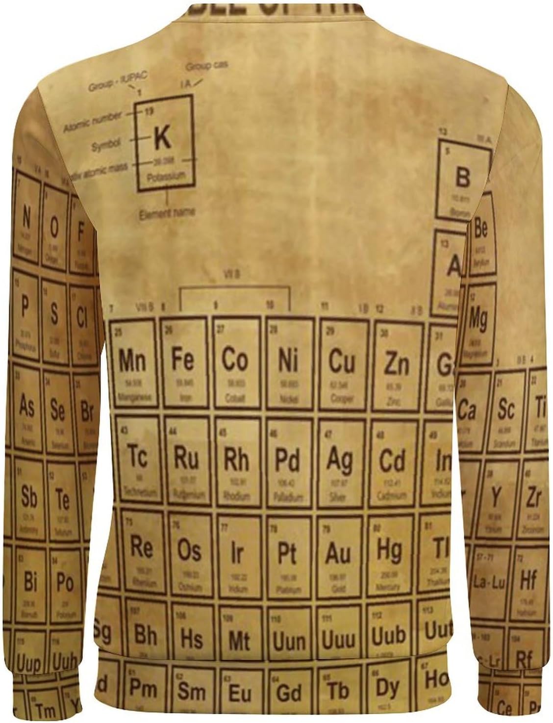 Science Elements Chemistry Crew Neck Pullover for Men Loose And Casual Sweatshirt Long Sleeve T Shirt