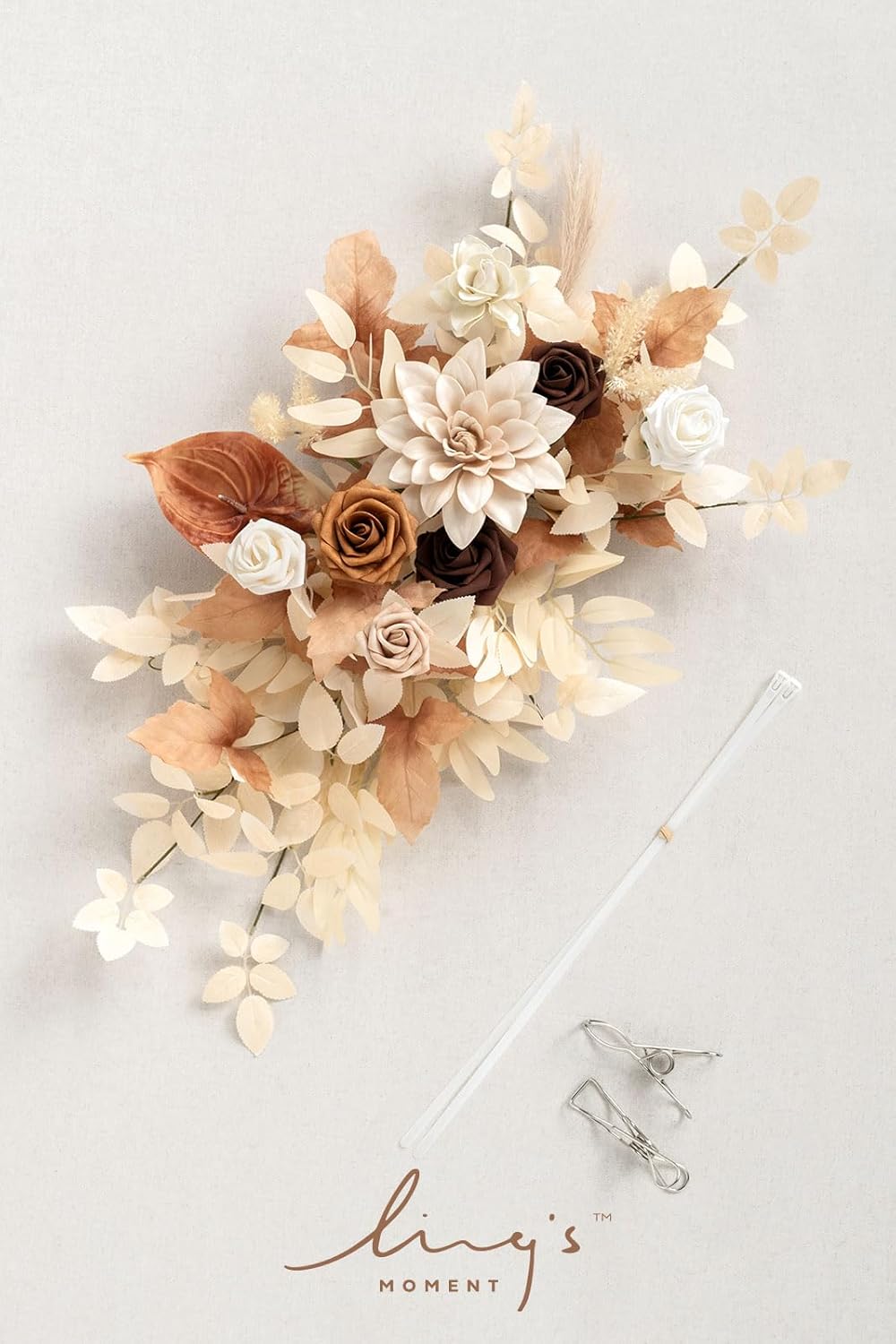 Ling’s Moment Letrero de bienvenida con estampado floral de otoño para boda, flores artificiales, guirnalda de terracota óxido sepia para ceremonia,