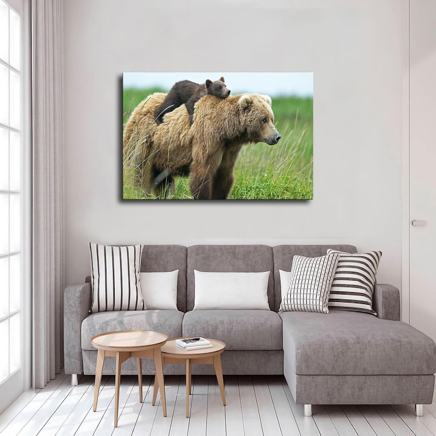 Póster de oso marrón, madre y bebé, oso marrón, familia de animales salvajes, impresión en lienzo, obras de arte estéticas, regalos para dormitorio,