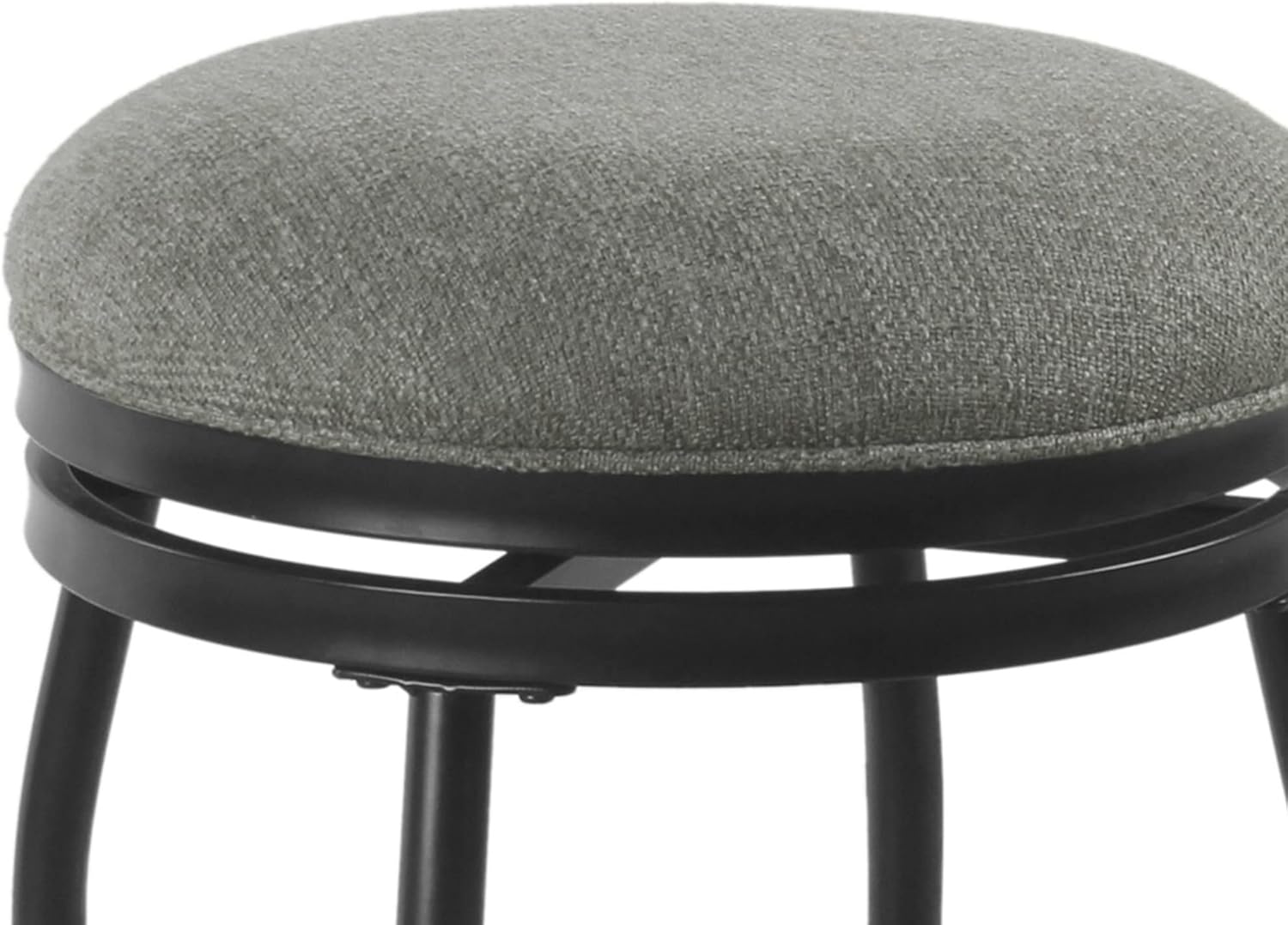 Benjara Taburete de metal con asiento acolchado de tela giratoria, gris y negro