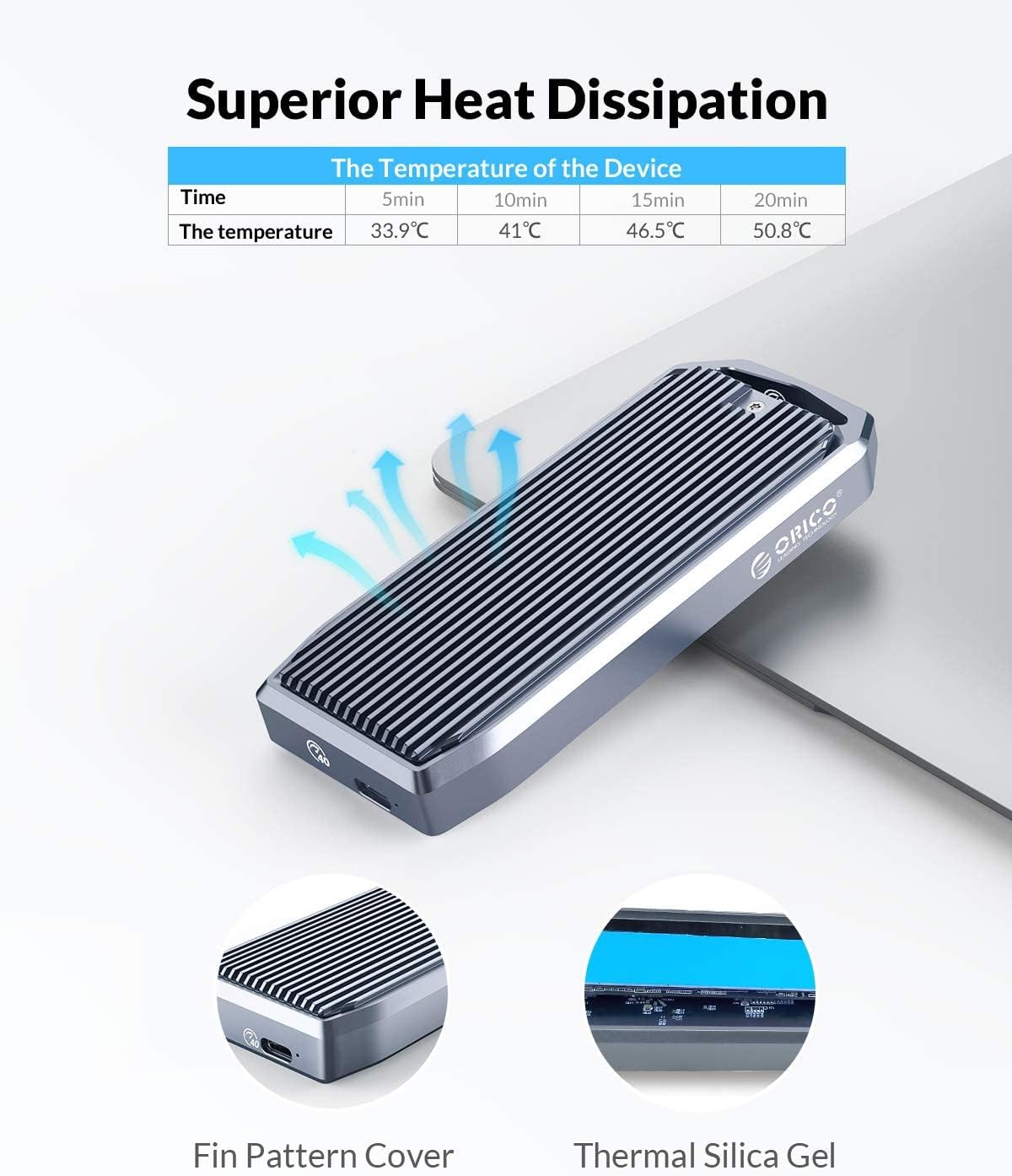 ORICO Carcasa M.2 para SSD NVMe, USB4.0 de 40 Gbps tipo C a M Key B+M Key 2280 Carcasa externa de aluminio compatible con Thunderbolt 34