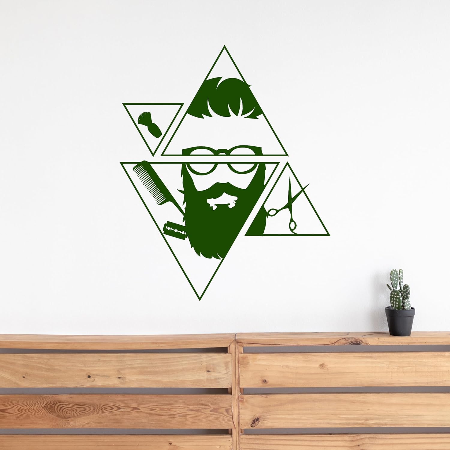 Vinyl Wall Decal Barbershop Hairdresser Beard Hipster Salon Stickers Large Decor (2758ig) Black