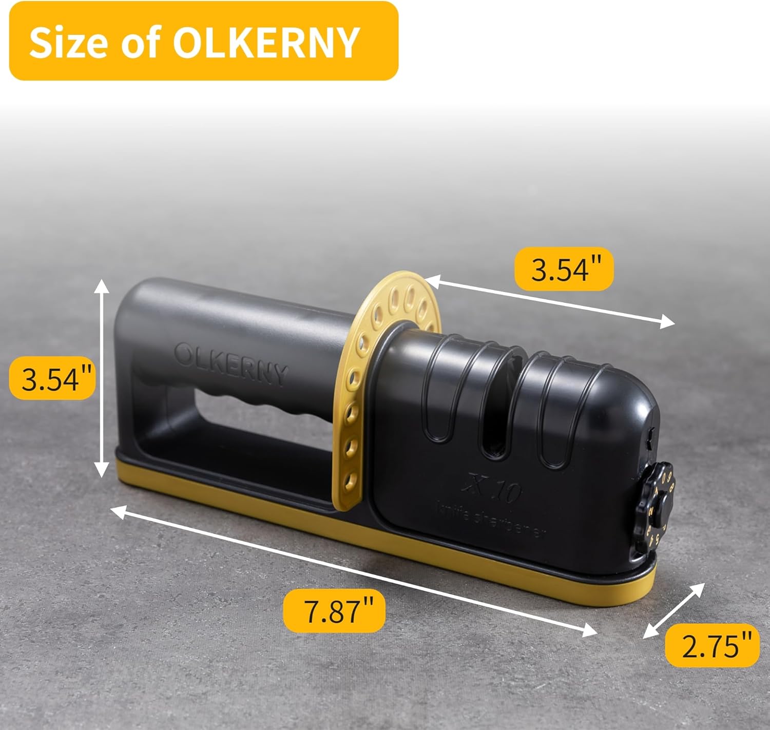 OLKERNY 10X – Afilador de cuchillos 10X sistema de afilado de 10 etapas para cuchillos de cocina, diseño ultra seguro, rueda reemplazable fácil y