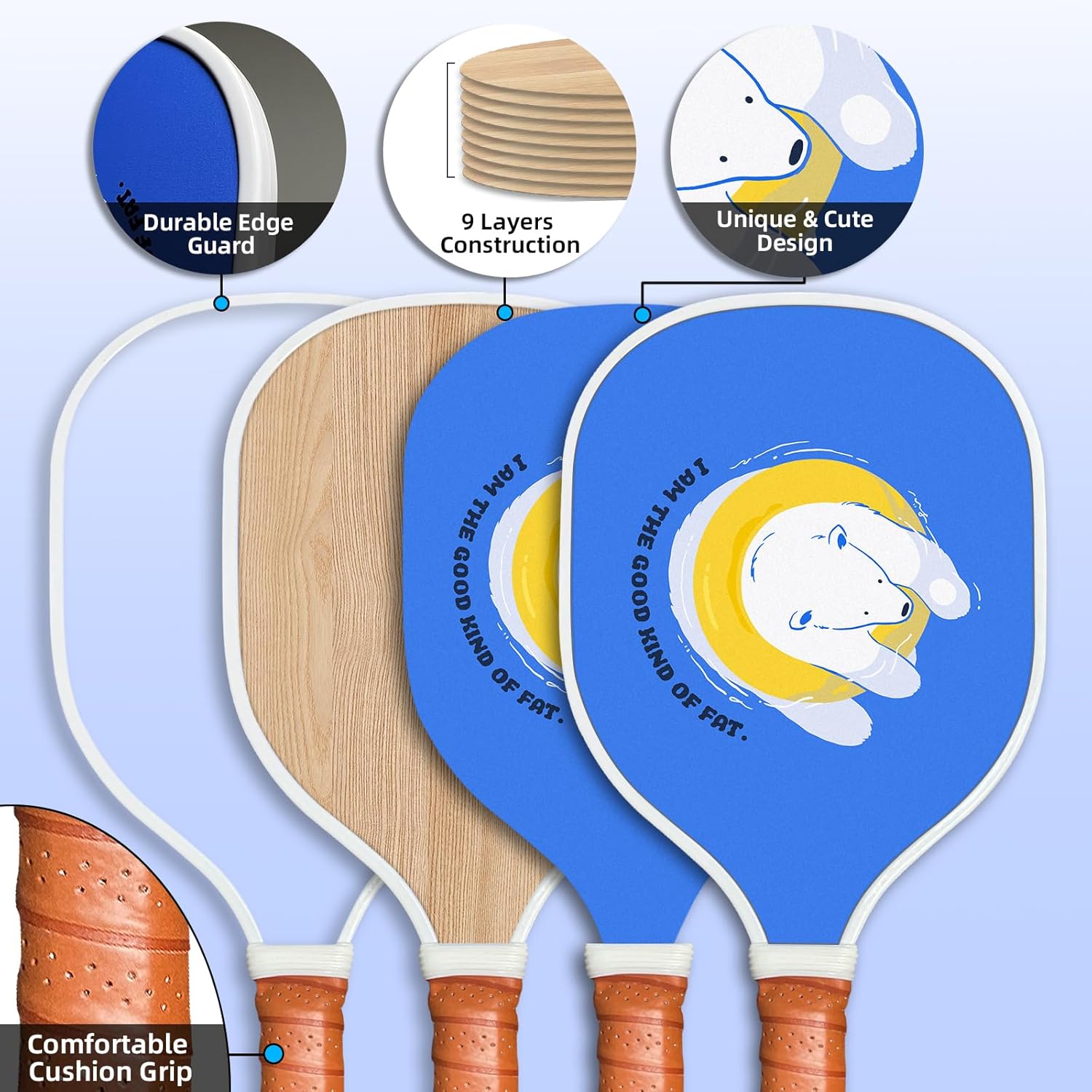 Xenia’s Gifts Raqueta de pickleball con agarre antideslizante de diseño ergonómico, aprobada por USAPA, ideal para principiantes, profesionales y