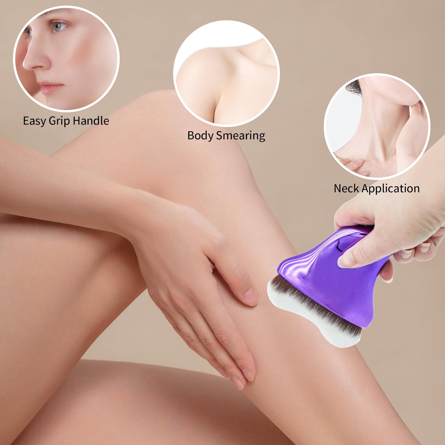 Brocha bronceadora, brocha de maquillaje corporal, brocha Kabuki para autobronceador, adecuado para lociones bronceadoras, base, cremas,