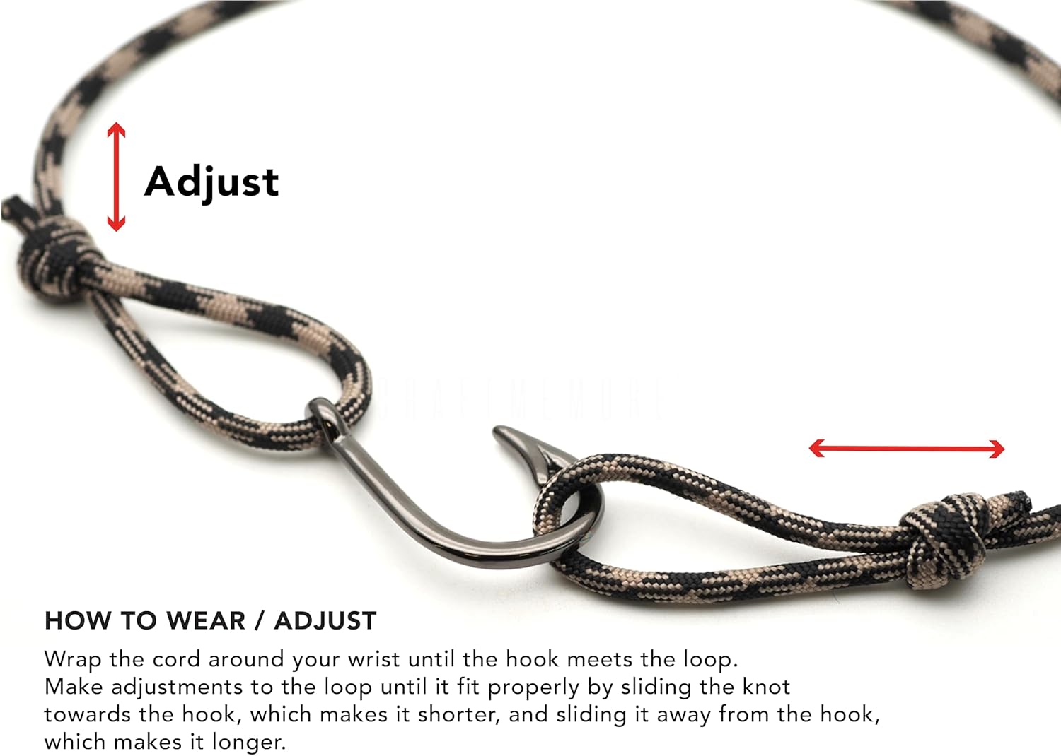 CRAFTMEMORE Pulsera con colgante de gancho de pescado, hecha con cordón militar 550, pulsera ajustable y tobillera