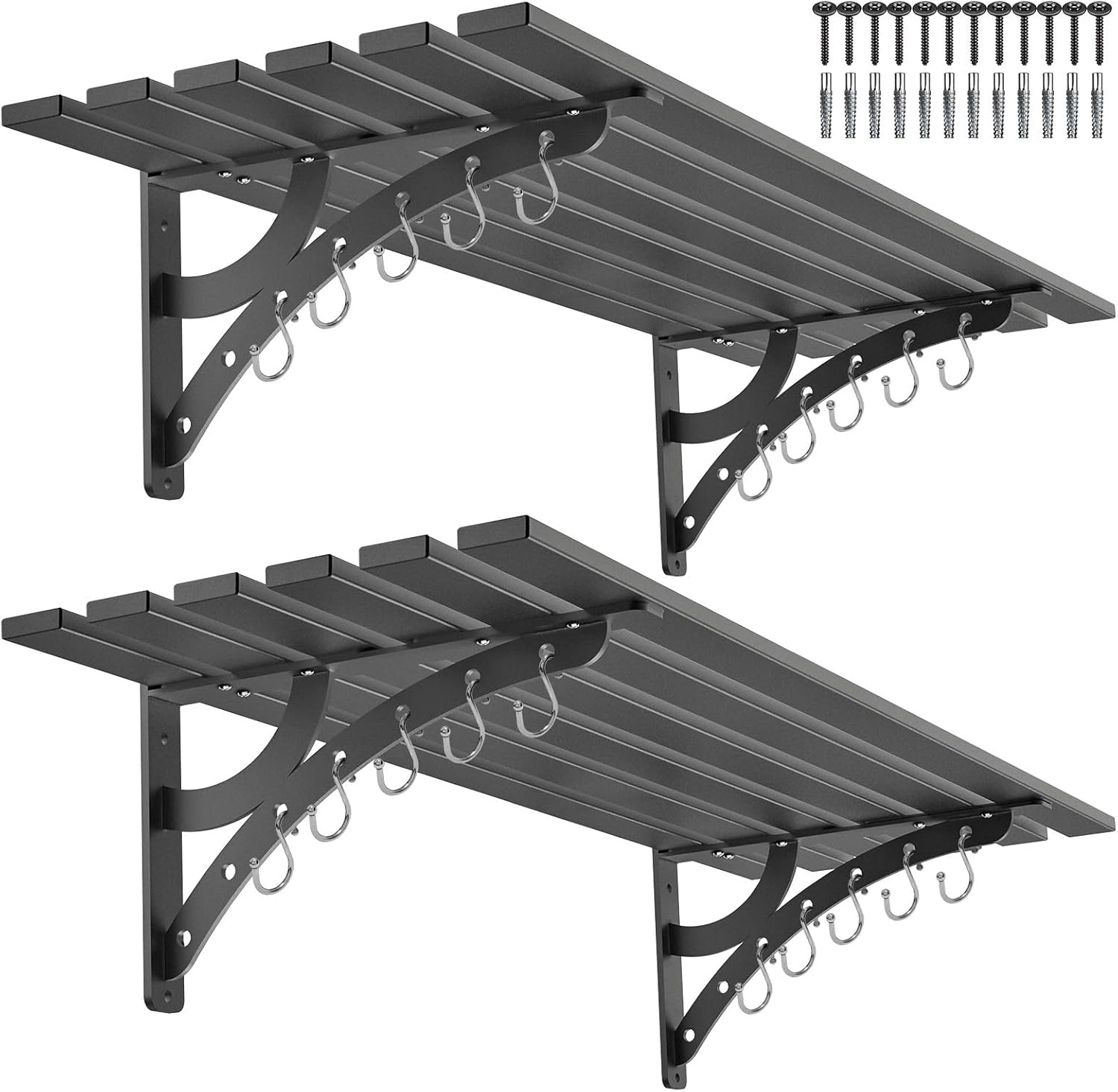 Dolibest Estante de garaje de montaje en pared resistente, negro (2PCS)