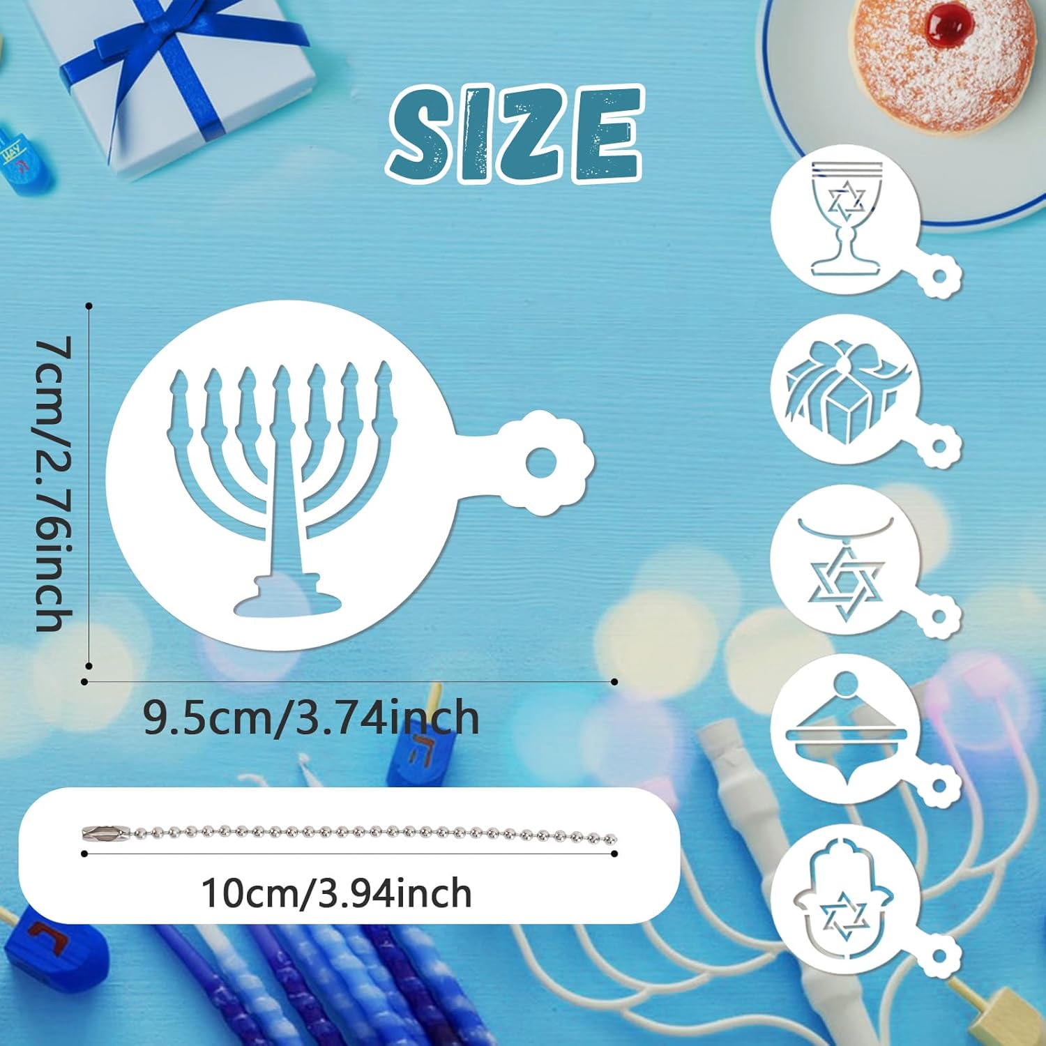 JULBEAR 36 plantillas reutilizables para galletas de Hanukkah, menorá Dreidel para galletas, café, bricolaje, Hanukkah, vacaciones, hornear,