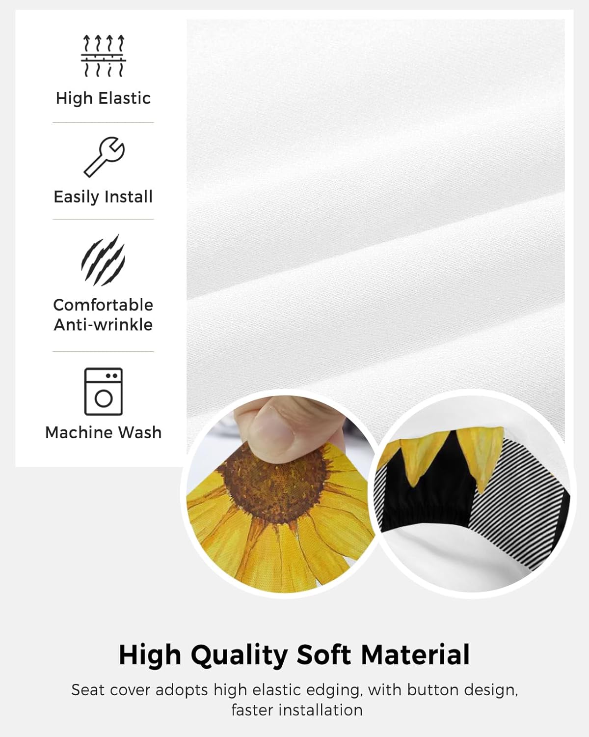 Funda para silla de oficina con diseño de girasol, elástica, diseño floral de otoño, diseño de búfalo blanco y negro, funda universal para silla de