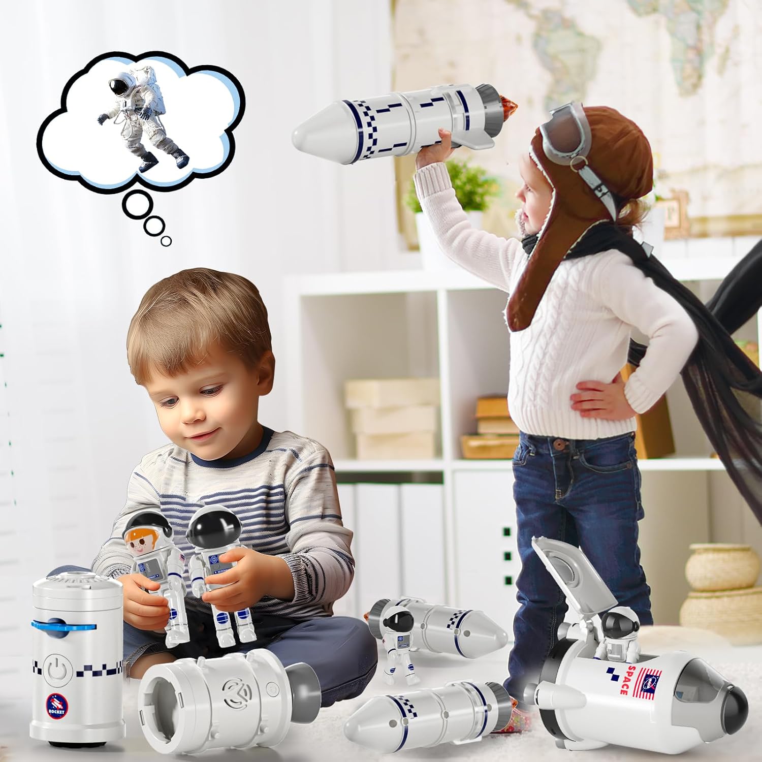 Doloowee Transbordador espacial Juguetes de cohete para niños de 3, 4, 5, 6, 7, 8, 9 años – Juego de juguetes espaciales STEM – Juguetes educativos