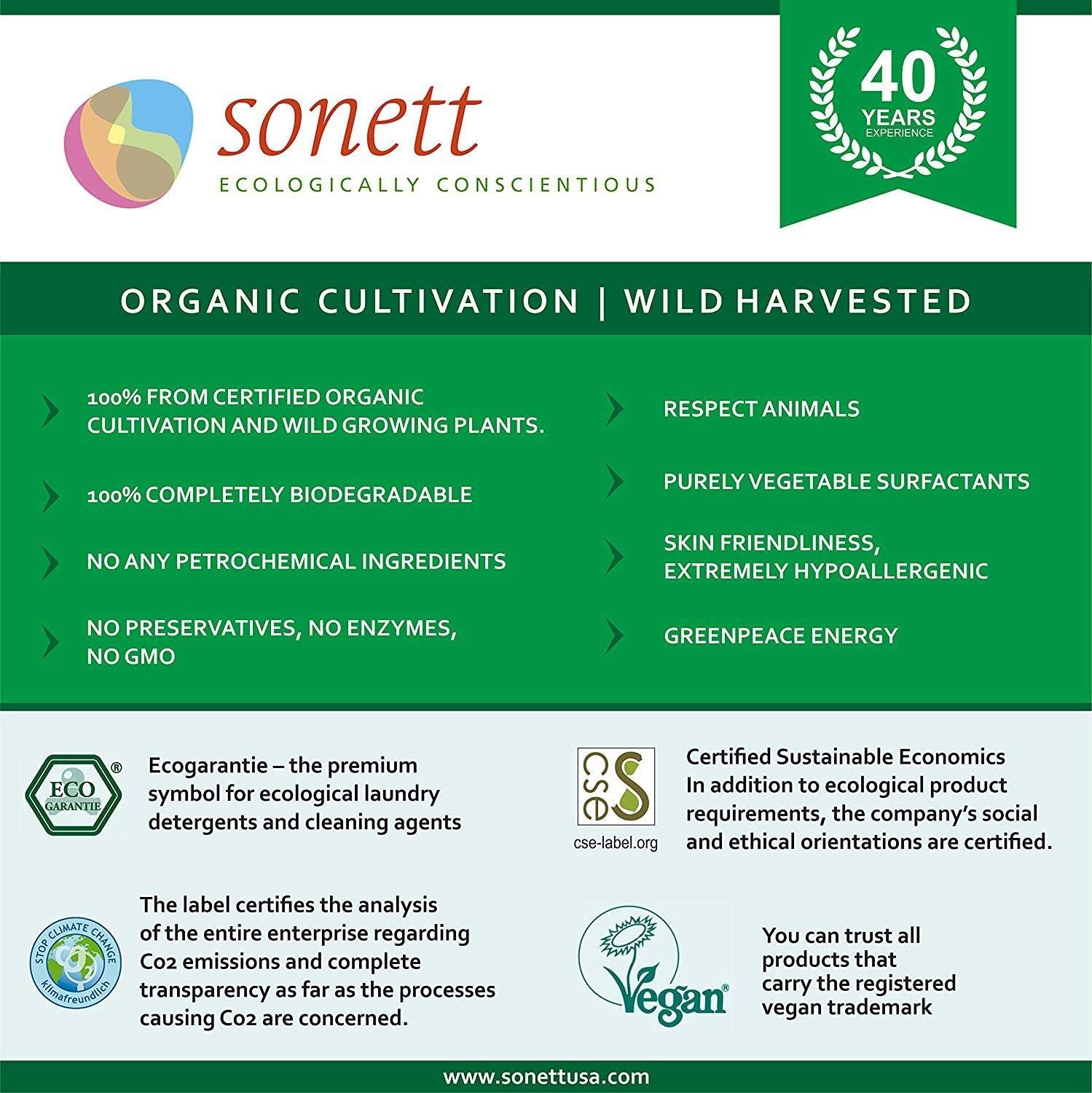 Sonett – Caléndula líquida orgánica para lavavajillas con certificación de cultivo orgánico, 34 onzas (paquete de 6)