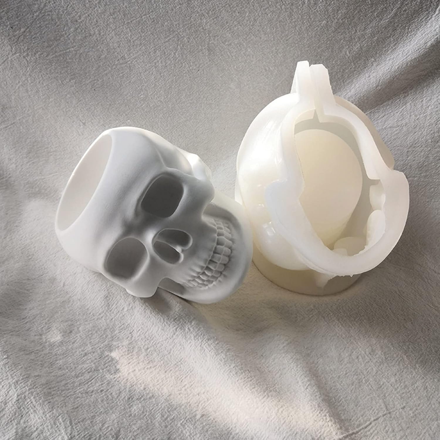 Molde de maceta de hormigón con forma de calavera para bolígrafo, molde de cemento, molde de silicona, maceta suculenta, molde para jarrón de
