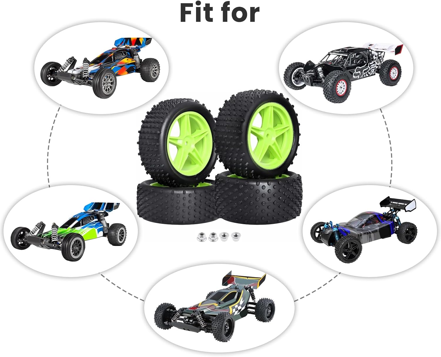 Llantas hexagonales de 0.472in y neumáticos de goma con inserciones de espuma de 3.46 pulgadas  3.465in de repuesto para 110 RC todoterreno Buggy,